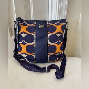 Coach Navy & Orange Pop Pattern Crossbody Bag
